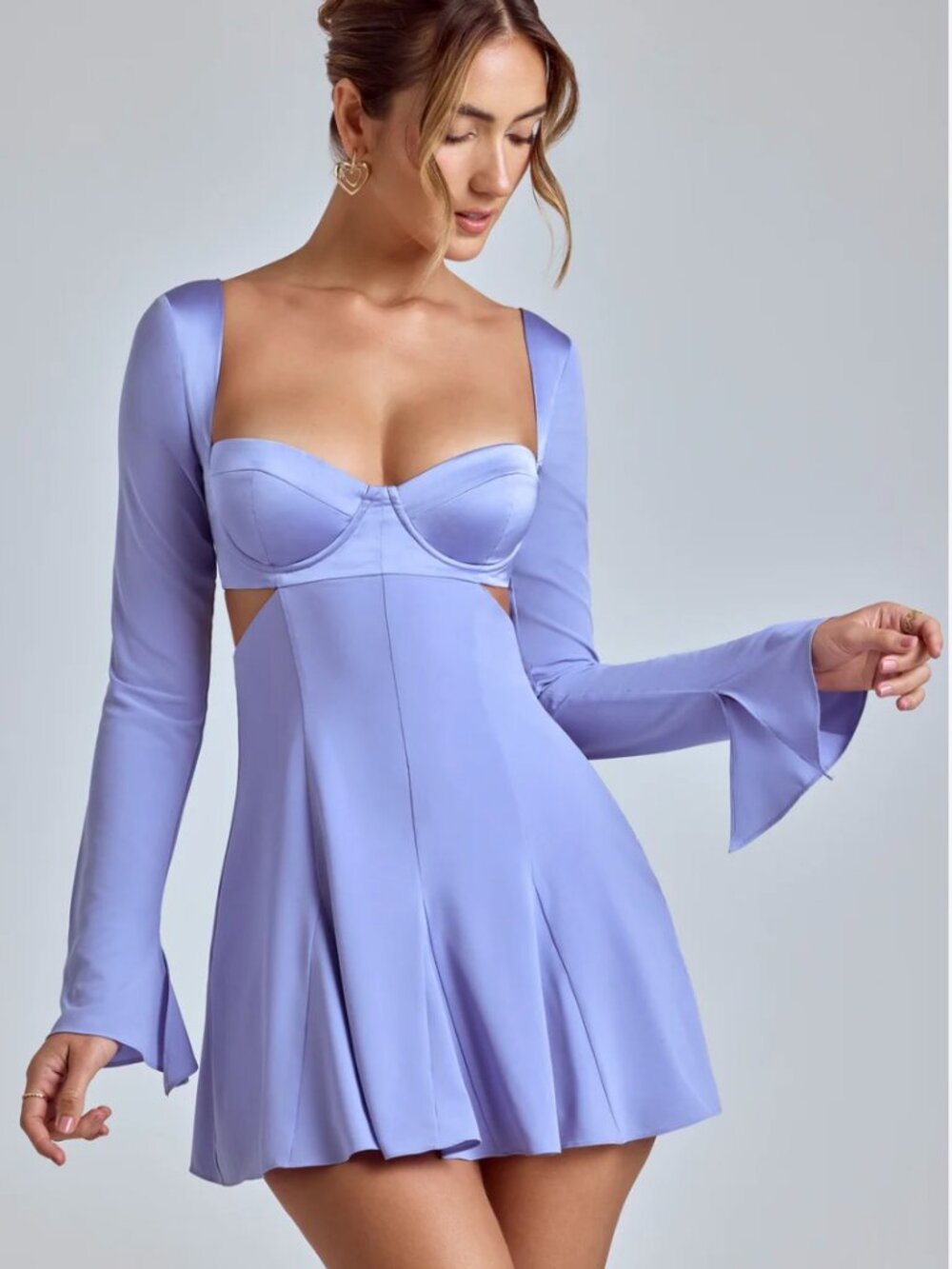 Oh Polly Lavender Corset Skater Mini Dress – NWT